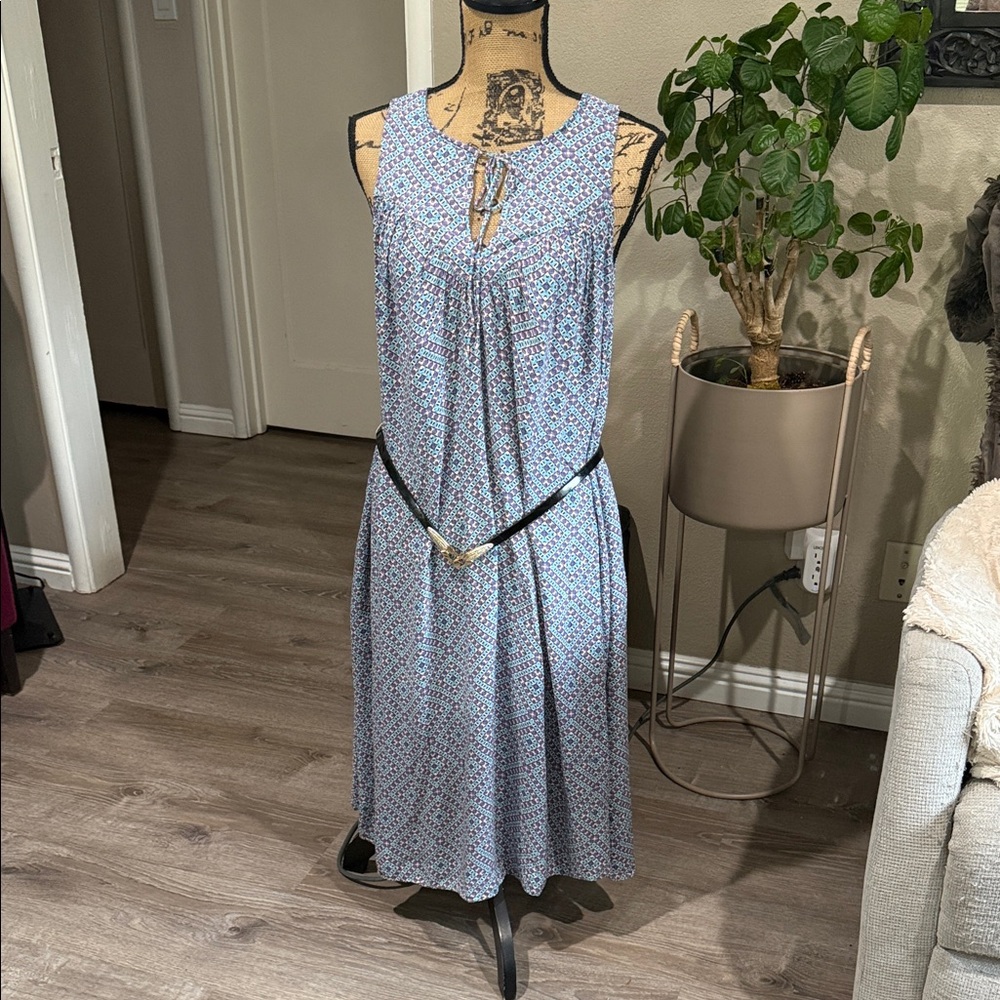GAP Light Blue Printed Sleeveless Maxi Dress